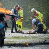 Das Training der Zusammenarbeit von Polizei, Feuerwehr und Notfallsanitäterinnen und -sanitätern.